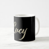 Lucy white gold Handwriting Tasse Kaffeetasse コーヒーマグカップ (正面右)