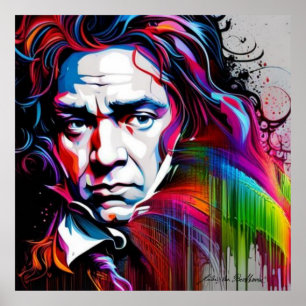 Ludwig van Beethoven 鮮やか 40ユニーク"x40" ポスター