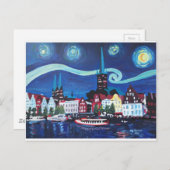 Luebeckドイツの星明かりの夜 ポストカード (正面/裏面)