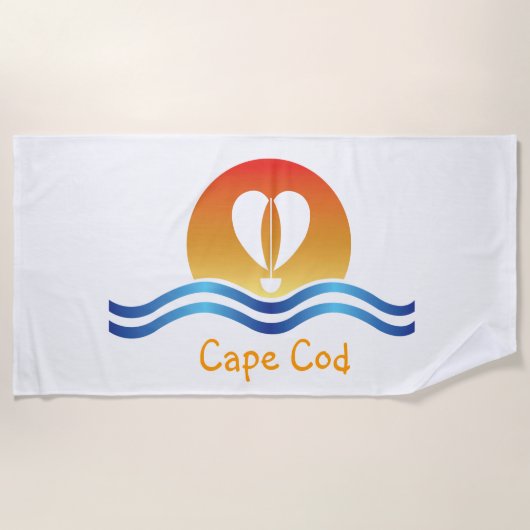 Luffers Sunset_ハート型Sail_Cape Cod ビーチタオル (正面)