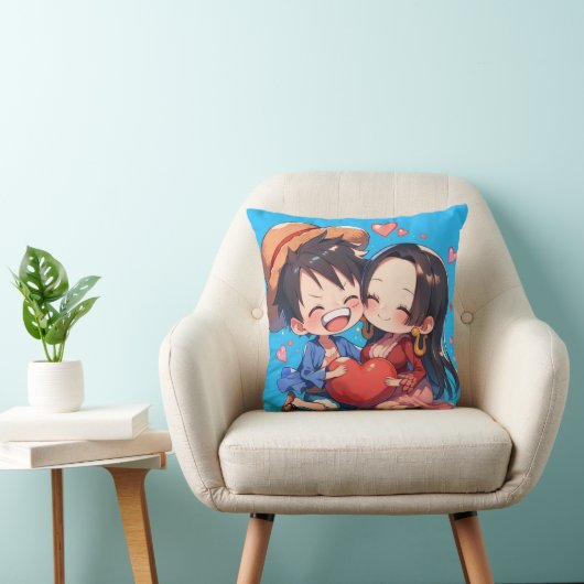 Luffy & Boa Hancock Anime Throw Pillow クッション (椅子)