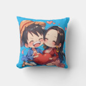 Luffy & Boa Hancock Anime Throw Pillow クッション (正面)