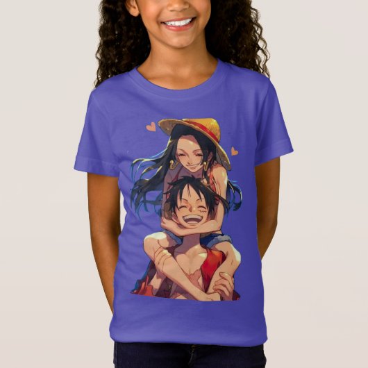 Luffy & Boa Hancock Girls’ T-Shirt Tシャツ (正面)