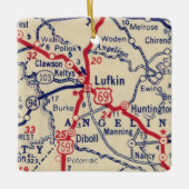 Lufkin TXヴィンテージマップ セラミックオーナメント (正面)