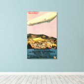 Luftshif Zeppelin Airship over Town Poster キャンバスプリント (インサイチュ (ウッドフロア))