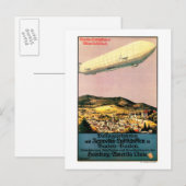 Luftshif Zeppelin Airship over Town Poster ポストカード (正面/裏面)