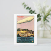 Luftshif Zeppelin Airship over Town Poster ポストカード (スタンド正面)