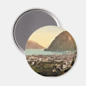 Lugano, general view, Tesin,スイスヴィンテージ マグネット (正面/裏面)