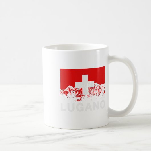 Lugano Switzerland Swiss Flag Ski コーヒーマグカップ (右)