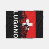 Lugano Switzerland Swiss Flag Ski  フリースブランケット (正面(横))