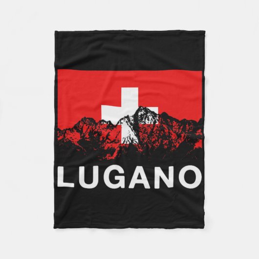Lugano Switzerland Swiss Flag Ski  フリースブランケット (正面)
