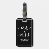 Luggage黒い及び白人のパーソナライズな氏及び夫人 ラゲッジタグ (裏面縦)