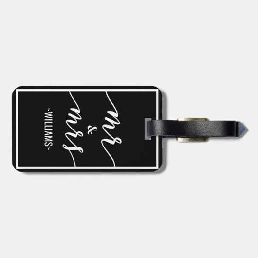 Luggage黒い及び白人のパーソナライズな氏及び夫人 ラゲッジタグ (裏面横)