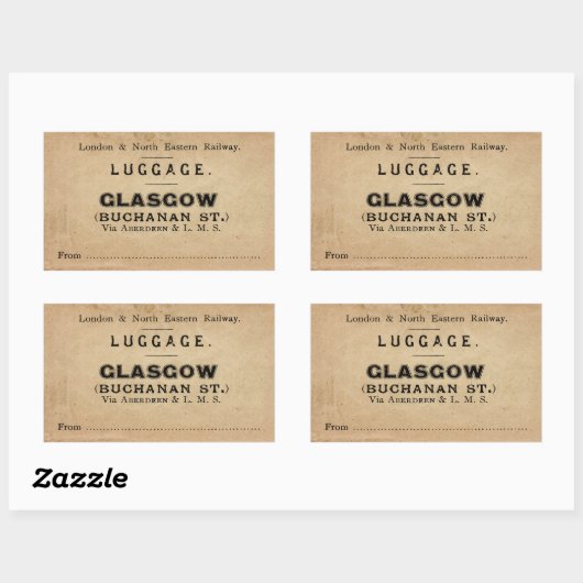 Luggage Glasgow 長方形シール (シート)