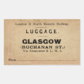 Luggage Glasgow 長方形シール (正面)
