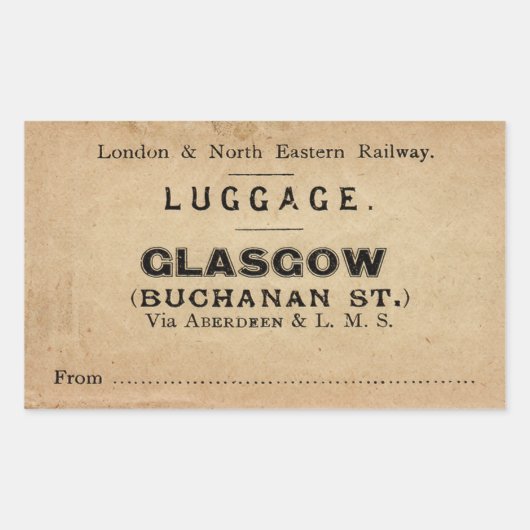Luggage Glasgow 長方形シール (正面)