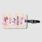 Luggage Tag熱狂するなウインナー犬の女性 ラゲッジタグ (正面横)