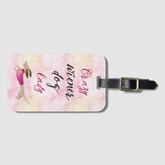 Luggage Tag熱狂するなウインナー犬の女性 ラゲッジタグ (正面横)