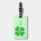 Luggage Tag緑のシャムロックの金ゴールドの点夫人 ラゲッジタグ (正面縦)