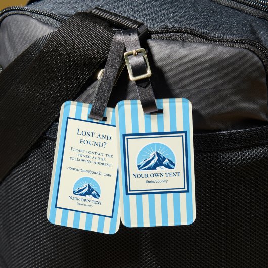 Luggage Tag stripes Mountain ski name ラゲッジタグ