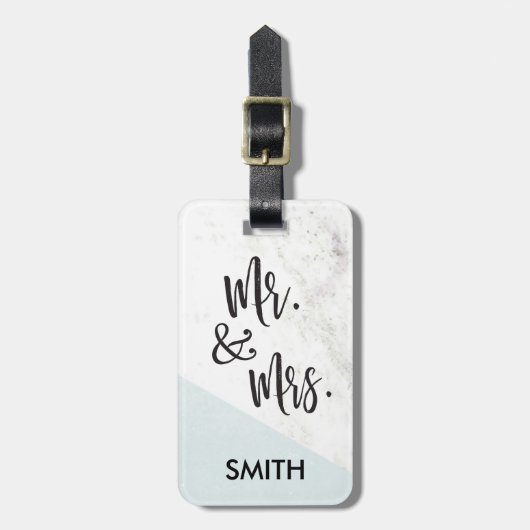 Luggage Tagsモダンな大理石の氏および夫人 ラゲッジタグ (正面縦)