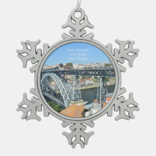 Luis I Bridge,ポルト,ポルトガルオーナメント スノーフレークピューターオーナメント