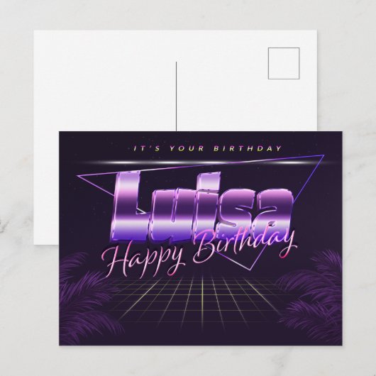 Luisa Name Vorname lila Postkarte Geburtstag ポストカード (正面/裏面)