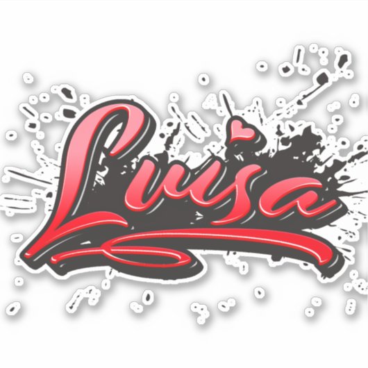 Luisa red Heart Graffiti Aufkleber Sticker シール (正面)
