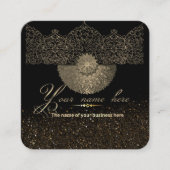 lujoso negro con purpurina y decoración oriental スクエア名刺 (正面)