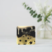 lujoso negro notas musicales personalizado スクエア名刺 (スタンド正面)