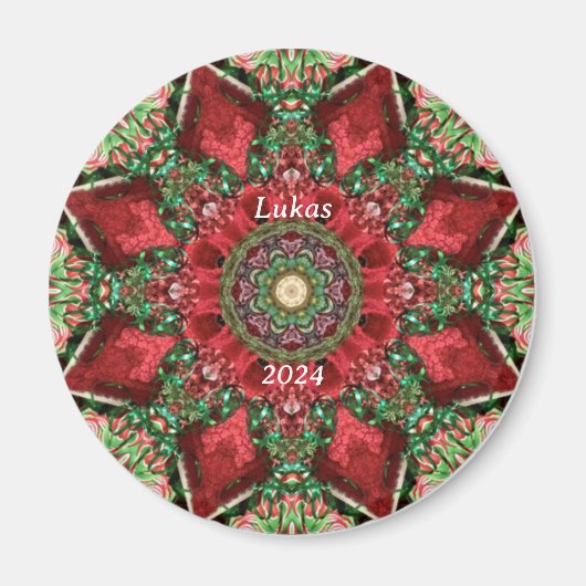LUKAS 2024 to Red, Green and Yellow万華鏡のように千変万化するパタ マグネット (正面)