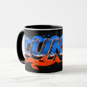 Lukas Vorname Name Graffiti blue orange Tasse マグカップ (正面左)