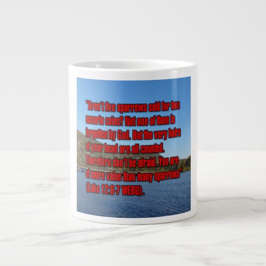 Luke 12:6–7 WEBU Mug ジャンボコーヒーマグカップ (正面)