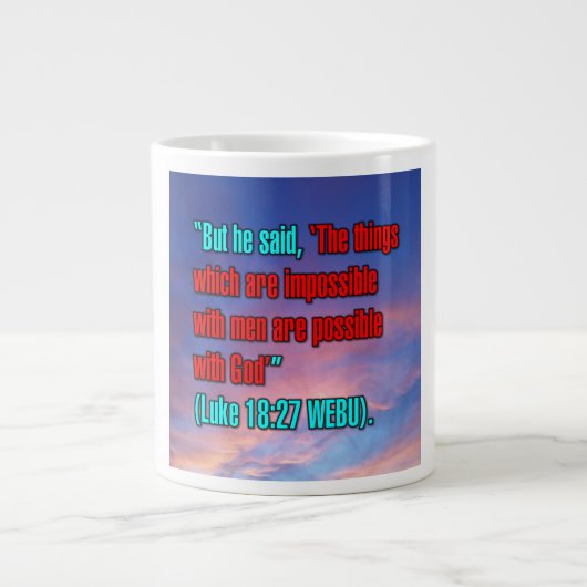 Luke 18:27 WEBU Mug ジャンボコーヒーマグカップ (正面)