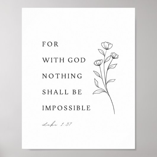 Luke 1:37 Bible Verse ポスター (正面)