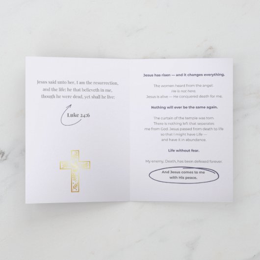 Luke 24:6 Christian Reflection Card シーズンカード (内部)