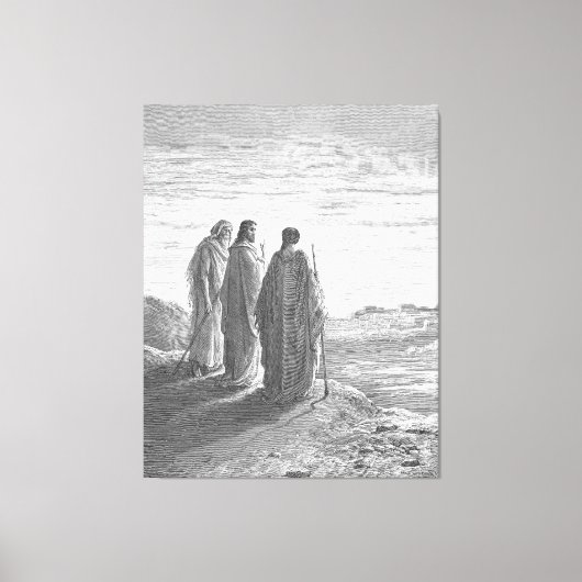 Luke 24A Jesus and Two Disciples Go to Emmaus キャンバスプリント (正面)