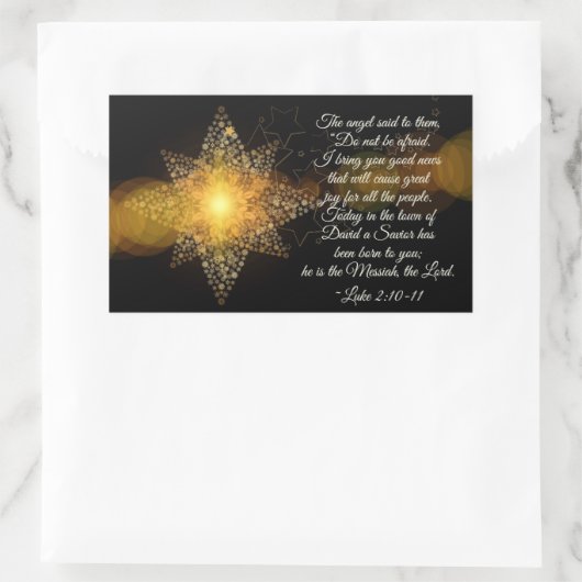 Luke 2 10-11私はあなたに良いニュースを持って来る,クリスマススター 長方形シール (バッグ)
