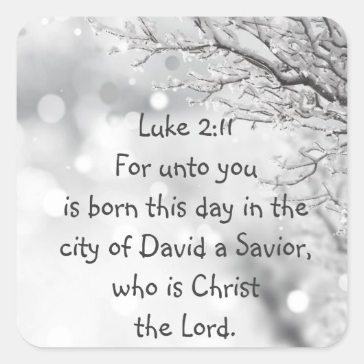Luke 2:11聖なる書物、 経典冬のシーン スクエアシール (正面)