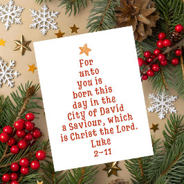 Luke 2:11 Bible Verse Christmas Tree Art シーズンカード