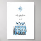 Luke 2:11 Blue House Christmas Poster ポスター (正面)