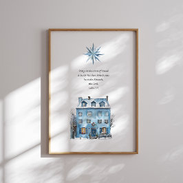 Luke 2:11 Blue House Christmas Poster ポスター