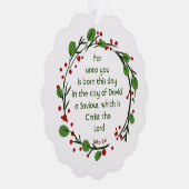 Luke 2:11 Christian Christmas Scripture Wreath オーナメントカード (右)