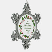 Luke 2:11 Christian Christmas Scripture Wreath スノーフレークピューターオーナメント (左)