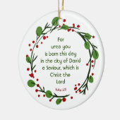 Luke 2:11 Christian Christmas Scripture Wreath セラミックオーナメント (左)