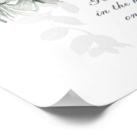 Luke 2:14 "Glory to God" White Rose Christmas ポスター (角)