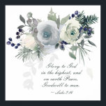 Luke 2:14 "Glory to God" White Rose Christmas ポスター<br><div class="desc">Inspirational scripture Christmas poster depicts an elegant white and navy blue rose watercolor floral design. It features Bible Verse Luke 2:14,  "Glory to God in the highest,  and on earth Peace,  Goodwill to men.!"</div>