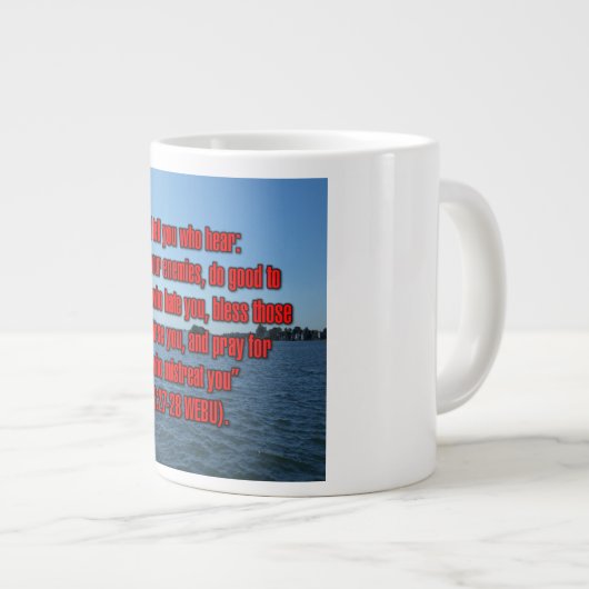 Luke 6:27–28 WEBU Mug ジャンボコーヒーマグカップ (正面右)