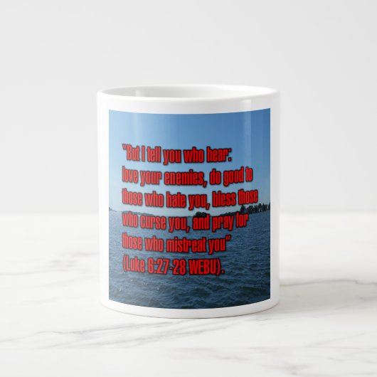 Luke 6:27–28 WEBU Mug ジャンボコーヒーマグカップ (正面)