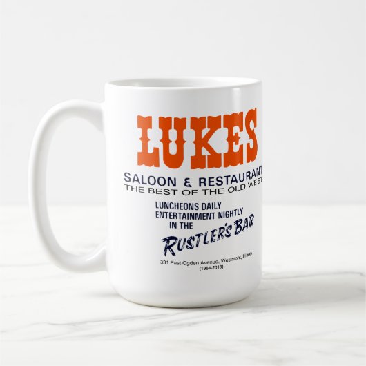 Lukes Saloon and Restaurant, Westmont, IL コーヒーマグカップ (左)
